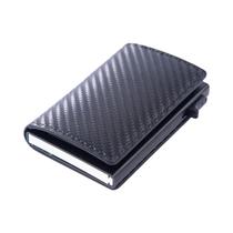 Carteira Inteligente Slim Em Fibra De Carbono RFID Para Homens, Minimalista, Suporte Para Cartão De