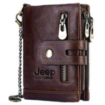Carteira Jeep Masculina Feminina De Couro 100% Legítimo dia dos Namorados Porta moedas Ziper Porta Cartões