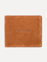 Carteira John John Masculina Couro JJ Suede Marrom Claro