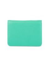 Carteira Karla Hanson de couro com bloqueio de RFID Aqua 10x7x2 cm