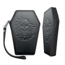 Carteira Lazy Skull Zip Around Coffin Gothic Wristlet