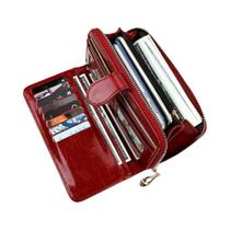 Carteira Longa De material sintético Vermelho Com Alça De Pulso, Grande Capacidade, Porta-Cartões,