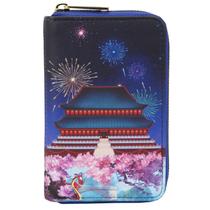 Carteira Loungefly Disney Mulan Castle com zíper para cartões