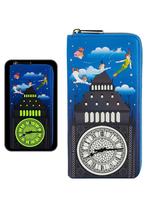 Carteira Loungefly Disney Peter Pan Glow Clock em couro PU Carteira Loungefly Disney Peter Pan Glow Clock em couro PU