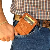 Carteira mágica couro bovino modelo crocodilo jacaré moderna exótica