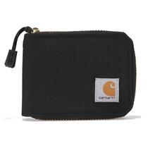 Carteira masculina Carhartt, casual, de lona, zíper, preta, nylon, pato