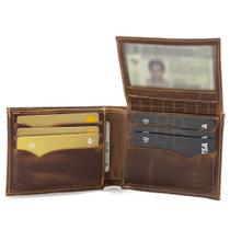 Carteira Masculina Clássica em Couro Com Porta Documento Cartões Moedas