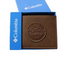 Carteira masculina Columbia em couro legítimo c/ proteção RFID - Nova!! - Marrom