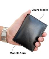 Carteira Masculina Couro Básica modelo slim