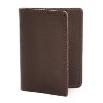 Carteira Masculina Couro Café Slim Pequena Porta Cartão