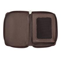 Carteira Masculina Couro Café Zíper Porta Nota e Documentos Carteira Masculina Couro Café Zíper Porta Nota e Documentos