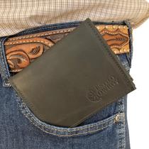 Carteira masculina couro duas dobras moderna para cartão dinheiro cnh