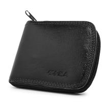 carteira masculina couro fecho ziper grande cartao nota