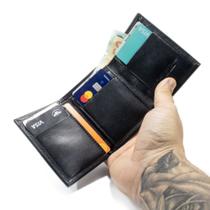 Carteira Masculina Couro Legitimo Porta Documento E Cartões