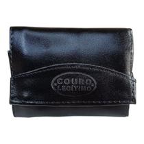 Carteira Masculina Couro Legítimo Preta Compacta Porta Cartões Documentos e Dinheiro Premium