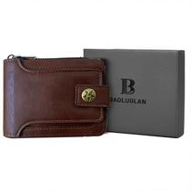 Carteira Masculina Couro Moderna Elegante e Estilosa Com Porta Cartões Bolso de Zíper para Moedas Dinheiro Conforto Alto Padrão