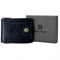 Carteira Masculina Couro Moderna Elegante e Estilosa Com Porta Cartões Bolso de Zíper para Moedas Dinheiro Conforto Alto Padrão