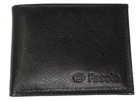 Carteira masculina couro pequena fasolo h007 preta
