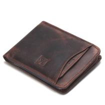 Carteira Masculina Couro Slim Moderna Porta Cartão Documentos Cnh Moedas Fino Café Fóssil Wallet