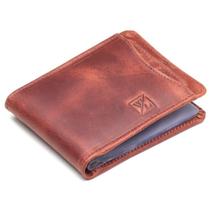Carteira Masculina Couro Slim Moderna Porta Cartão Documentos Cnh Moedas Fino Café Wallet