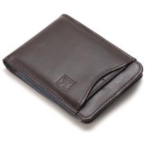 Carteira Masculina Couro Slim Moderna Porta Cartão Documentos Cnh Moedas Fino Café Wallet