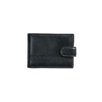Carteira Masculina de Couro com Fecho em Botão Grécia Preta Carteira Masculina de Couro com Fecho em Botão Grécia Preta