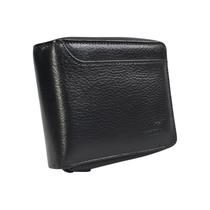 Carteira Masculina de Couro com Porta-Níquel e Zíper Preta