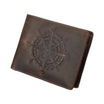 Carteira masculina de couro Crazy Horse com padrão compacto WESTAL, pronta a arranhões e reparável Carteira masculina de couro Crazy Horse com padrão compacto WESTAL, pronta a arranhões e reparável