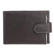 Carteira Masculina de Couro Fasolo com Botão H016143 Café
