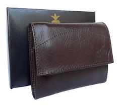 Carteira masculina de couro fecho moderno cartão cnh RG nota marrom - LUXXO VEL Carteira masculina de couro fecho moderno cartão cnh RG nota marrom - LUXXO VEL