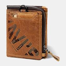Carteira masculina de couro genuíno multifuncional retrô marrom