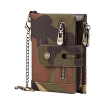 Carteira Masculina De Couro Genuíno RFID, Porta-cartões Curto, Bolso Para Moedas Com Zíper Duplo,
