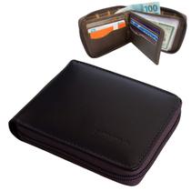 Carteira Masculina de Couro Legítimo Grande Ziper externo Completa executiva porta documentos Monolo Carteira Masculina de Couro Legítimo Grande Ziper externo Completa executiva porta documentos Monolo