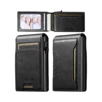 Carteira Masculina De Couro PU Com Tampa Flip E Saída Automática De Cartão SUTENI