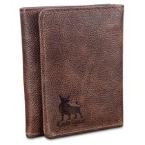Carteira Masculina De Couro Trifold Antifurto Bloqueio Rfid