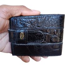 Carteira Masculina de material sintético com Fecho, Porta Cartões e Zíper para Moedas Estilo Clássico e Elegante Preta