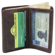 Carteira Masculina em Couro Cabe Cnh Porta Cartões Cédulas Abertas Café