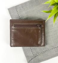 Carteira Masculina em Couro com Porta Moedas Marrom