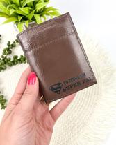 Carteira Masculina em Couro Slim Marrom - Super Pai Carteira Masculina em Couro Slim Marrom - Super Pai