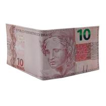 Carteira Masculina Estampada Notas Cédula Super Slim Porta Documento Dinheiro Dolar Real Executiva