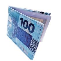 Carteira Masculina Estampada Notas Cédulas Super Slim Porta Documento Dinheiro Dolar Real Executiva