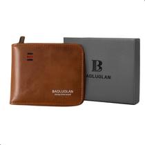 Carteira Masculina Estilo Moderno Prática Para o Seu Dia a Dia Viagens Trabalho Com Porta Moedas Porta Cartões Bolso Interno Com Zíper Acompanha Caixa