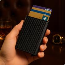 Carteira Masculina Feminina Elegante pequena Porta Cartões Pop Up Automática Antifurto Rfid Slim Luxo