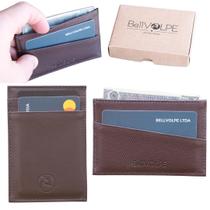Carteira Masculina Feminina Porta Cartões Slim Couro Legítimo Marca Bellvolpe