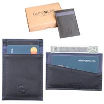 Carteira Masculina Feminina Porta Cartões Slim Couro Legítimo Marca Bellvolpe