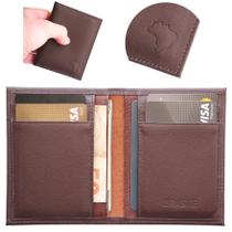 Carteira Masculina Feminina Slim Porta Cartões Cédulas Couro Marca BRASILE