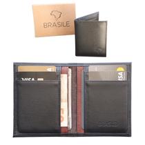 Carteira Masculina Feminina Slim Porta Cartões Cédulas Couro Marca BRASILE
