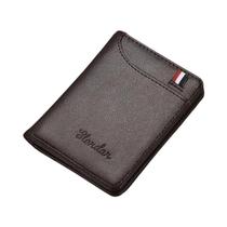 Carteira Masculina Fina de Couro PU - Mini Carteira para Cartões de Crédito