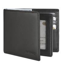 Carteira masculina LATKWO de couro legítimo, fina, dobrável, com bloqueio RFID Carteira masculina LATKWO de couro legítimo, fina, dobrável, com bloqueio RFID