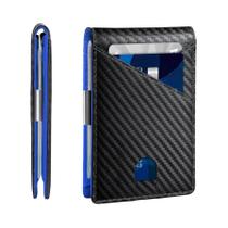 Carteira Masculina Minimalista RFID Anti-Roubo - 12 Porta-Cartões, Dobra Dupla e Bolso